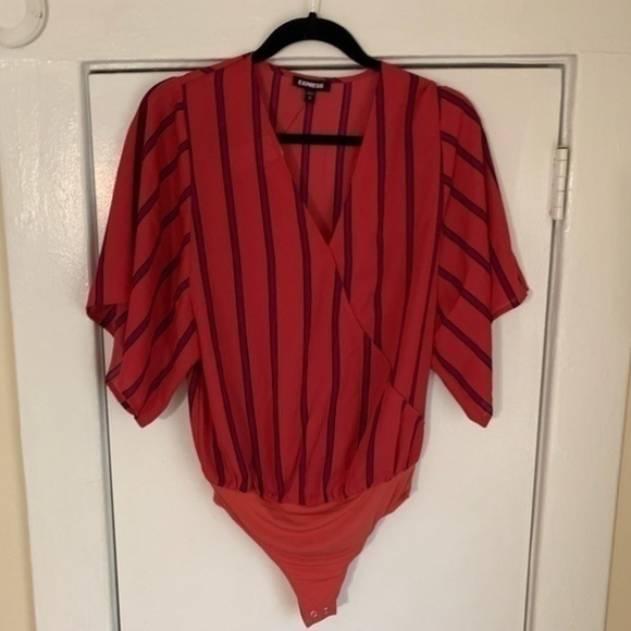 Express Red Striped‎ Kimono Bodysuit Small - Picture 8 of 8